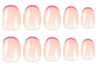 24 Pcs Press on Nails -Hot Pink Thin French