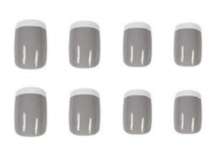 24 Pcs Press on Nails -Slate Gray French