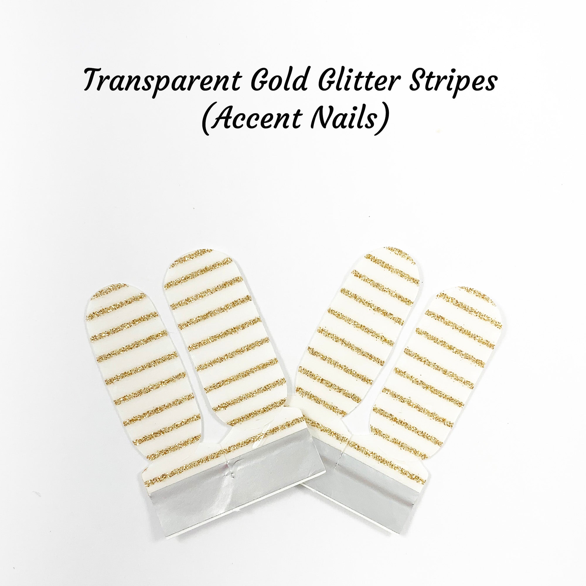 Transparent Gold Glitter Stripes Accent Nail Wraps