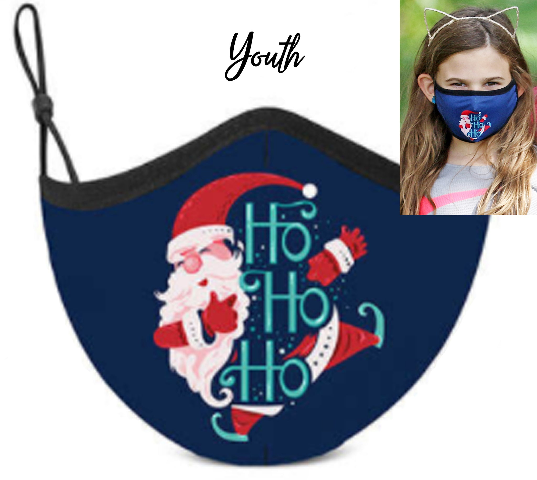 Youth Blue Christmas Face Masks